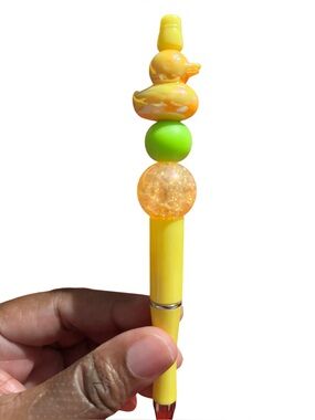 Handmade Yellow Duck with Stacking Beads Pen